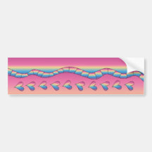 Diseño rosado con los corazones etiqueta de parachoque