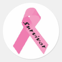Diseño rosado de la cinta del "superviviente" etiqueta redonda