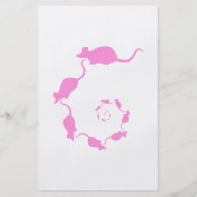 Diseño rosado lindo del ratón. Espiral de ratones Tarjetas Publicitarias