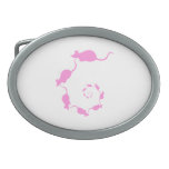 Diseño rosado lindo del ratón. Espiral de ratones Hebilla Cinturón Oval
