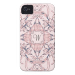 Diseño rosado y púrpura del Victorian - con monogr Case-Mate iPhone 4 Cárcasa