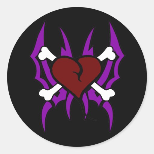 DISEÑO TRIBAL DEL CORAZÓN ETIQUETAS REDONDAS