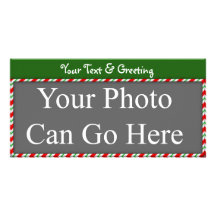 Diseño verde blanco rojo dulce del navidad del bas tarjetas con fotos personalizadas