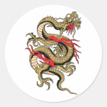 Diseños chinos del personalizable del dragón etiquetas redondas