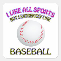 Diseños del béisbol calcomanías cuadradass