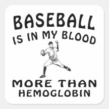 Diseños del béisbol pegatinas cuadradases personalizadas