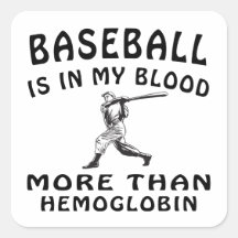 Diseños del béisbol calcomanía cuadrada personalizada