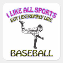 Diseños del béisbol calcomania cuadradas personalizadas