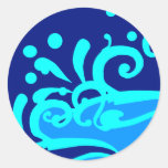 Diseños modernos de la onda azul pegatina