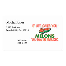 Dislexia del melón tarjetas de negocios