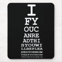 Disléxico hilarante del eyechart alfombrilla de raton