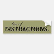 distracciones., caja de etiqueta de parachoque