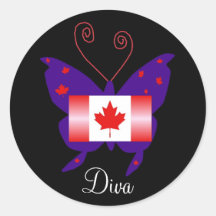 Diva canadiense de la mariposa etiqueta
