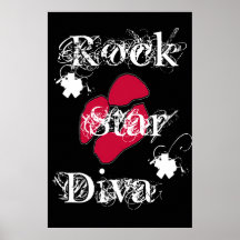 "Diva de la estrella del rock en" poster negro