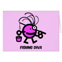 diva de la pesca tarjeta