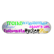 Diva, de moda, fashionista, ángel, soñador, Dadd… Tablas De Skate