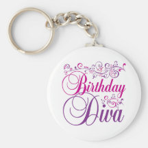 Diva del cumpleaños llaveros personalizados