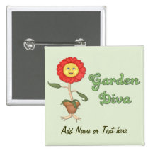 Diva divertida del jardín - personalizar pins