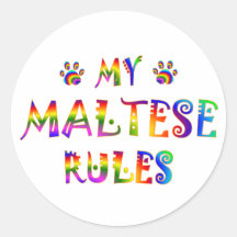 Diversión maltesa de las reglas pegatina redonda
