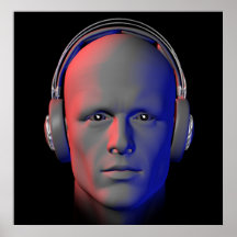 DJ con el poster del ejemplo de los auriculares