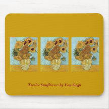 Doce girasoles de Van Gogh Alfombrillas De Raton