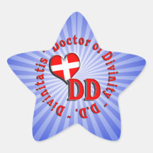 DOCTOR CIRCULAR DEL LOGOTIPO DE LAS SIGLAS DE LA D PEGATINA FORMA DE ESTRELLA PERSONALIZADA