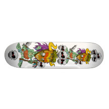 Doctor de bruja cubierta llena tablas de patinar