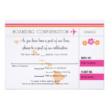 Documento de embarque de RSVP a Hawaii Invitacion Personal