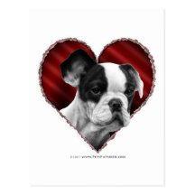 Dogo francés con el corazón tarjeta postal