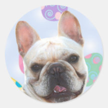 Dogo francés de los saludos de Pascua Pegatina