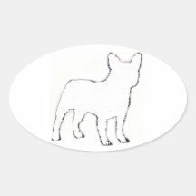 Dogo francés pegatina ovalada