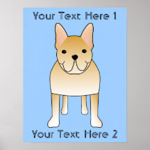 Dogo francés poner crema. Dibujo animado del perro Posters