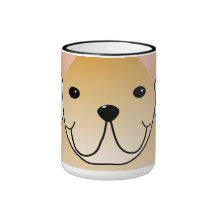 Dogo francés poner crema. Dibujo animado del perro Tazas De Café