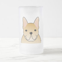 Dogo francés poner crema. Dibujo animado del perro Taza