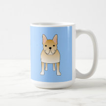 Dogo francés poner crema. Dibujo animado del perro Tazas De Café