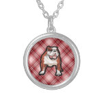 Dogo rojo de la tela escocesa grimpola personalizada