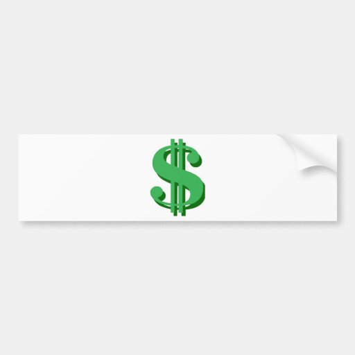dólar-muestra de $ pegatina de parachoque