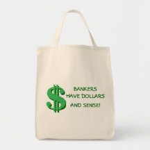 Dólares de los banqueros y bolso del sentido bolsas lienzo