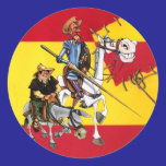 DON QUIJOTE&SANCHO - Español-bandera del molino de pegatinas