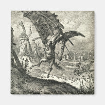 Don Quijote y los molinoes de viento Iman Para Frigorífico