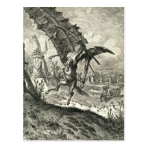 Don Quijote y los molinoes de viento Postal