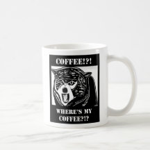 ¡Donde está mi café?!?! Taza enojada del lobo
