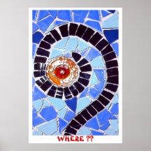 ¿DÓNDE??  Signo de interrogación, poster