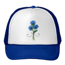 doodle azul de la flor gorro de camionero