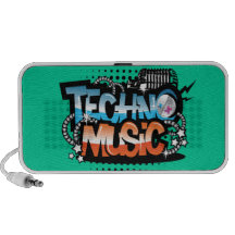 doodle de la música del techno altavoces de viajar