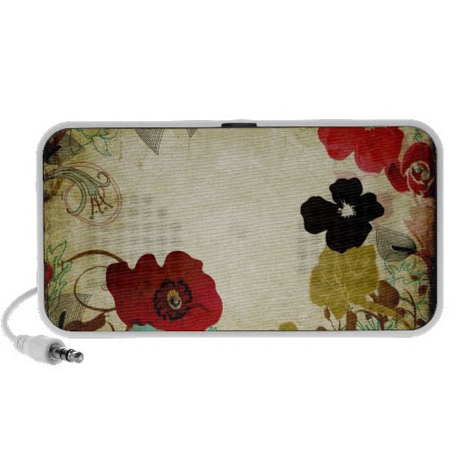 Doodle de las amapolas del vintage altavoz de viaje
