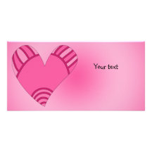 Doodle rosado caprichoso del corazón tarjeta personal con foto