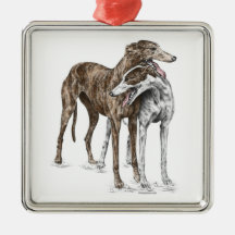 Dos amigos del perro del galgo adornos de navidad