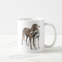 Dos amigos del perro del galgo tazas de café