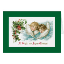 Dos ángeles del navidad de los niños del Victorian Felicitación